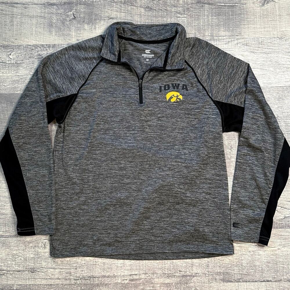 Colosseum Iowa Hawkeyes Long Sleeve 1/4 Zip Pullover Mens S Heathered Black NCAA